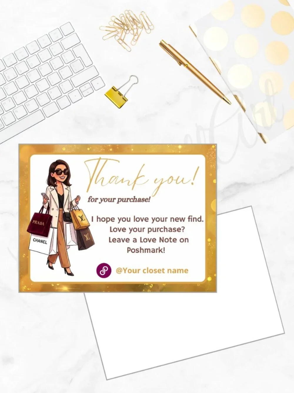 100 Personalized Fashion Thank You Cards Small Business, 4×3 in